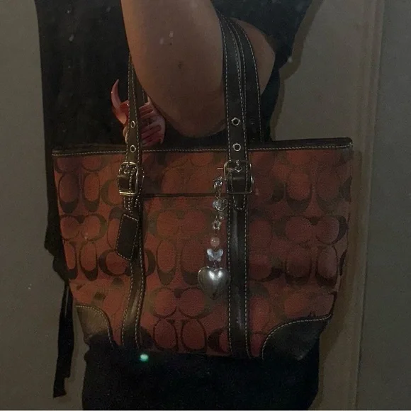 Coach Red and Brown Women's Mini Tote Bag - Picture 7 of 9